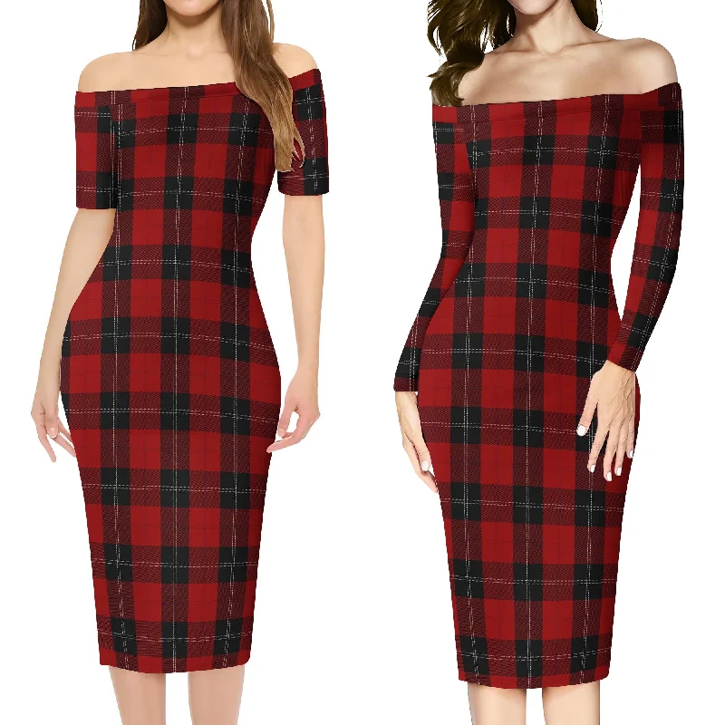 Extra Savings Ramsay Tartan Off Shoulder Lady Dress