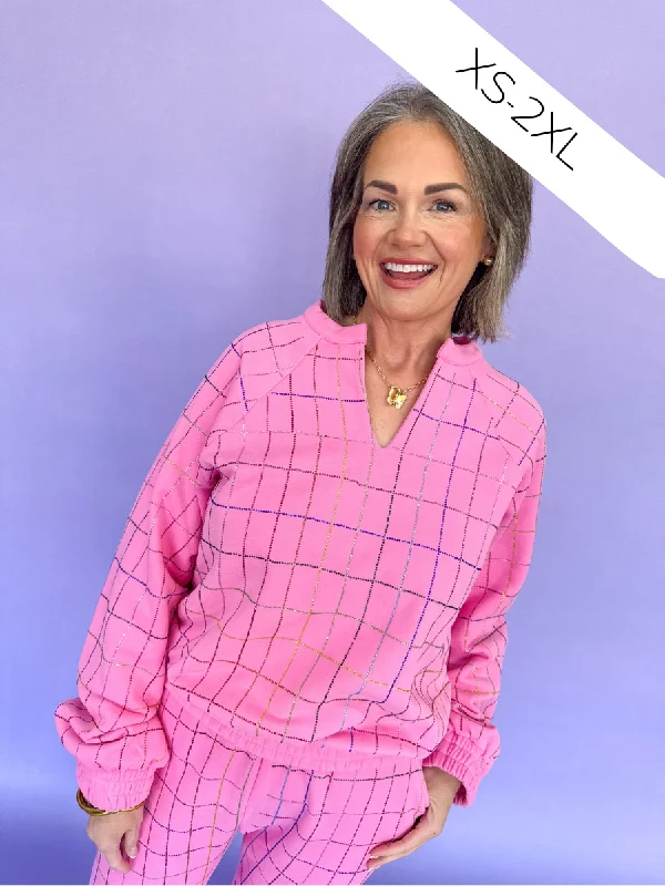 Exclusive Savings chic active hoodieQUEEN OF SPARKLES | Hot Pink Multi Rhinestone Plaid Sweatshirt Exclusive Savings chic active hoodieQUEEN OF SPARKLES | Hot Pink Multi Rhinestone Plaid Sweatshirt