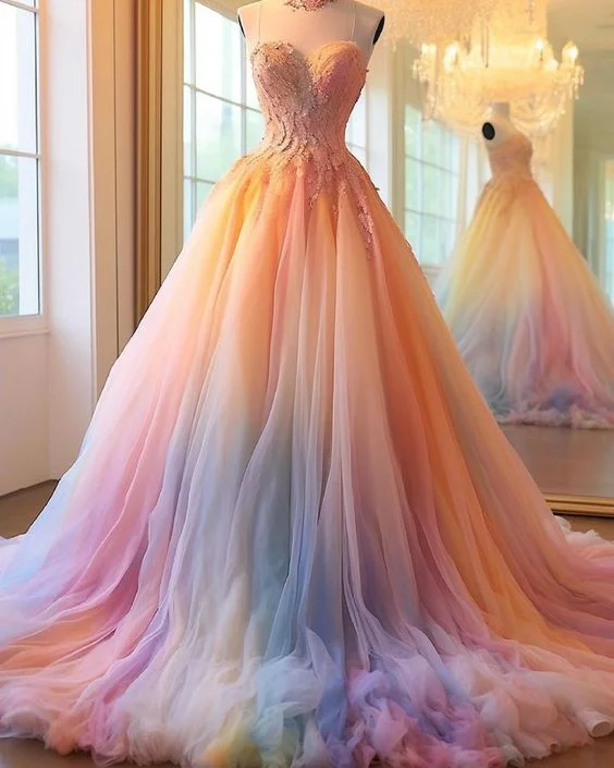 Massive Deals cocktail party dresscocktail party dressRomantic Dip Dye Colored Wedding Dress Y5015