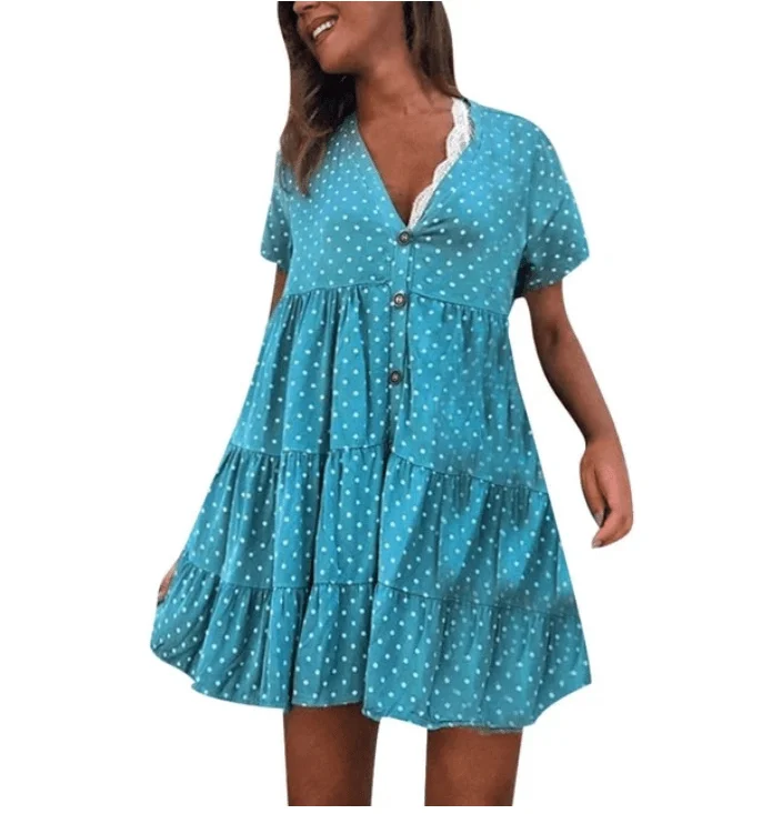 Deal Dash minimalistic dressminimalistic dressButtoned ruched polka dot dress