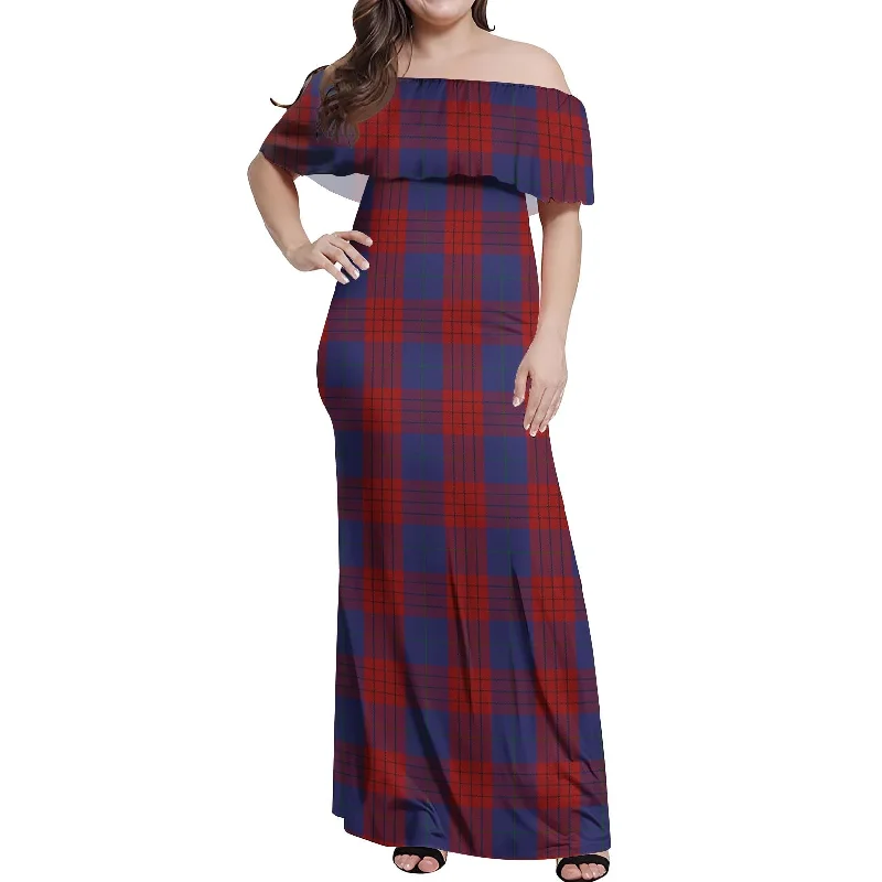 Clearance Event Robinson Tartan Off Shoulder Long Dress