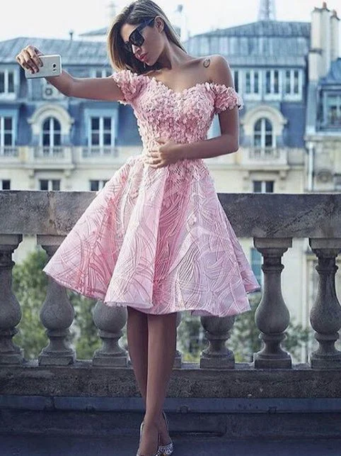 Today’s Special Fashion Sexy Homecoming Dress Pink Off-the-shoulder Short Prom Dress Party Dress JK020