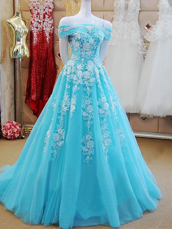 Special Buy Beautiful Prom Dresses Off-the-shoulder Sweep/Brush Train Prom Dress Sexy Evening Dress JKL491