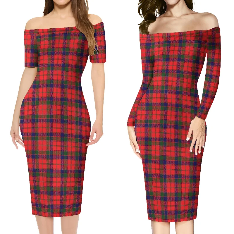 Clearance Items Robertson Modern Tartan Off Shoulder Lady Dress