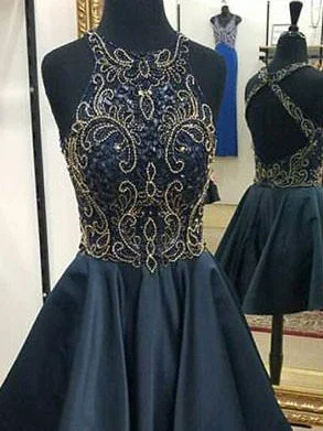 Act Fast Sexy Homecoming Dress Halter Criss-Cross Straps Short Prom Dress Party Dress JK394