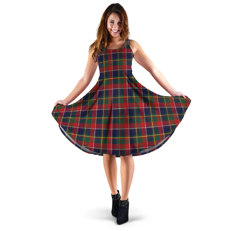 Factory Direct Sale Quebec Province Canada Tartan Sleeveless Midi Womens Dress