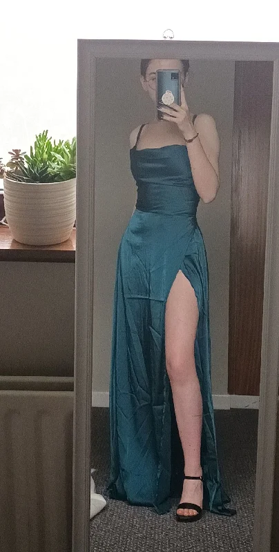 Special Buy classic fit-and-flare dressclassic fit-and-flare dressBackless Wrap Satin Prom Dress in Teal Blue Y4867 Special Buy classic fit-and-flare dressclassic fit-and-flare dressBackless Wrap Satin Prom Dress in Teal Blue Y4867
