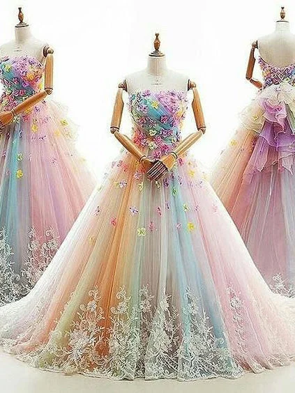 New Deals Ball Gown Prom Dresses Colorful Sweep/Brush Train Beautiful Prom Dress/Evening Dress JKL406