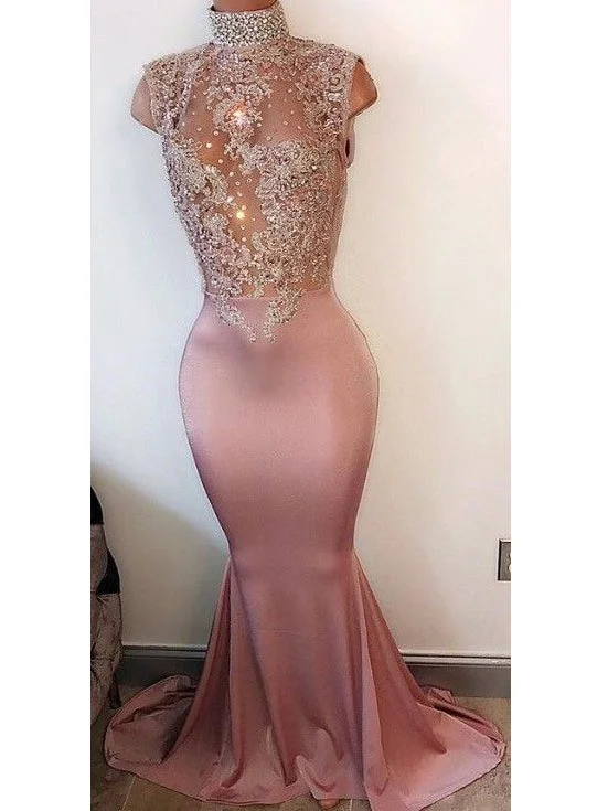 Huge Discounts Sexy Prom Dresses Elastic Woven Satin Trumpet/Mermaid Pink Prom Dress/Evening Dress JKS174