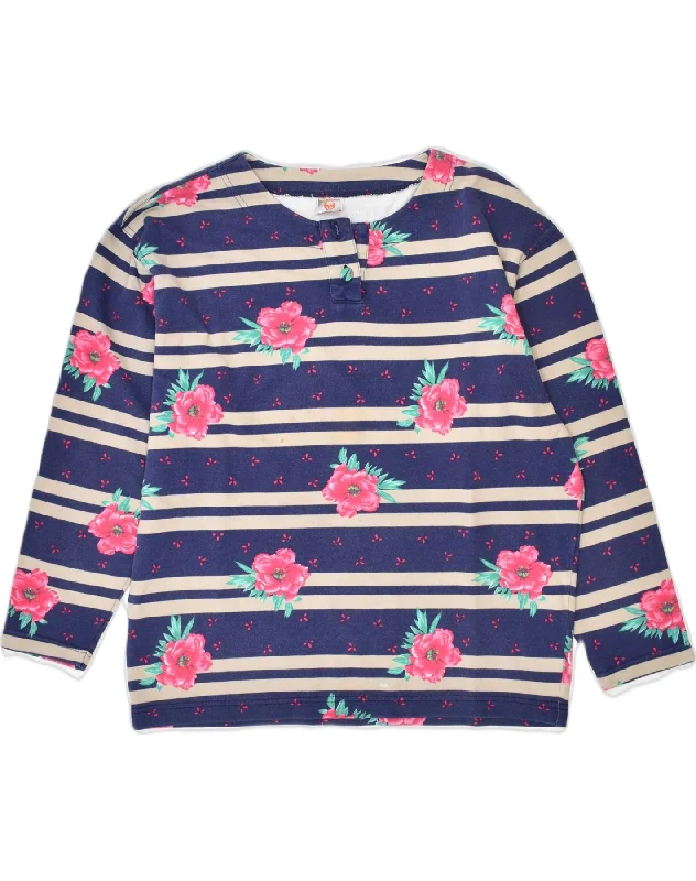 Exclusive Preview oversized pullover sweatshirtSTEFANEL Womens Button Neck Sweatshirt Jumper UK 18 XL Navy Blue Striped