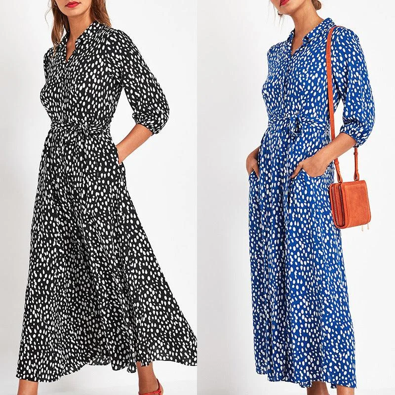 Weekend Deal elegant dresselegant dressLadies Chiffon Dress with Printed Long Sleeves and Pockets Weekend Deal elegant dresselegant dressLadies Chiffon Dress with Printed Long Sleeves and Pockets