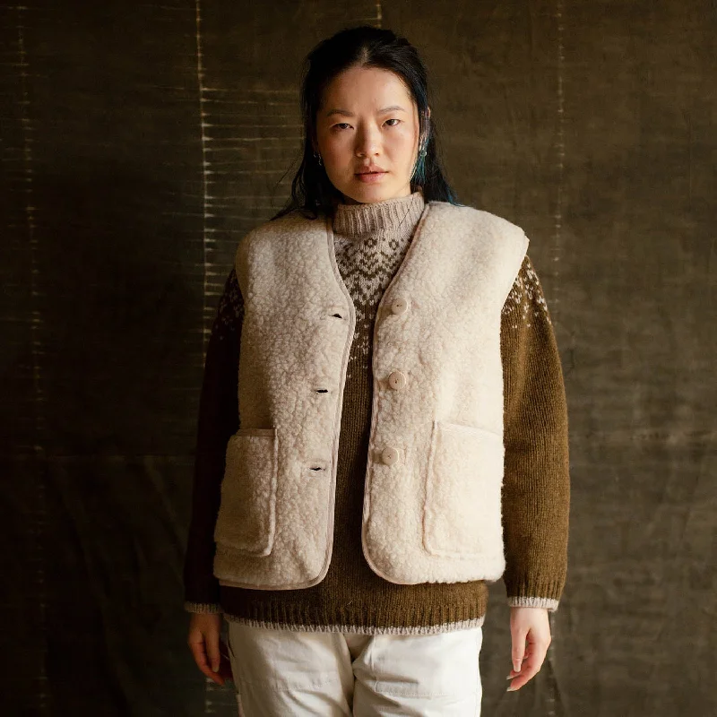 Flash Sale breathable jacketWomens Elk Vest - Wool Teddy Fleece - Oatmeal