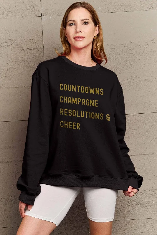 Deal Explosion contemporary fitness sweatshirtSimply Love Full Size COUNTDOWNS CHAMPAGNE RESOLUTIONS & CHEER Round Neck Sweatshirt Deal Explosion contemporary fitness sweatshirtSimply Love Full Size COUNTDOWNS CHAMPAGNE RESOLUTIONS & CHEER Round Neck Sweatshirt