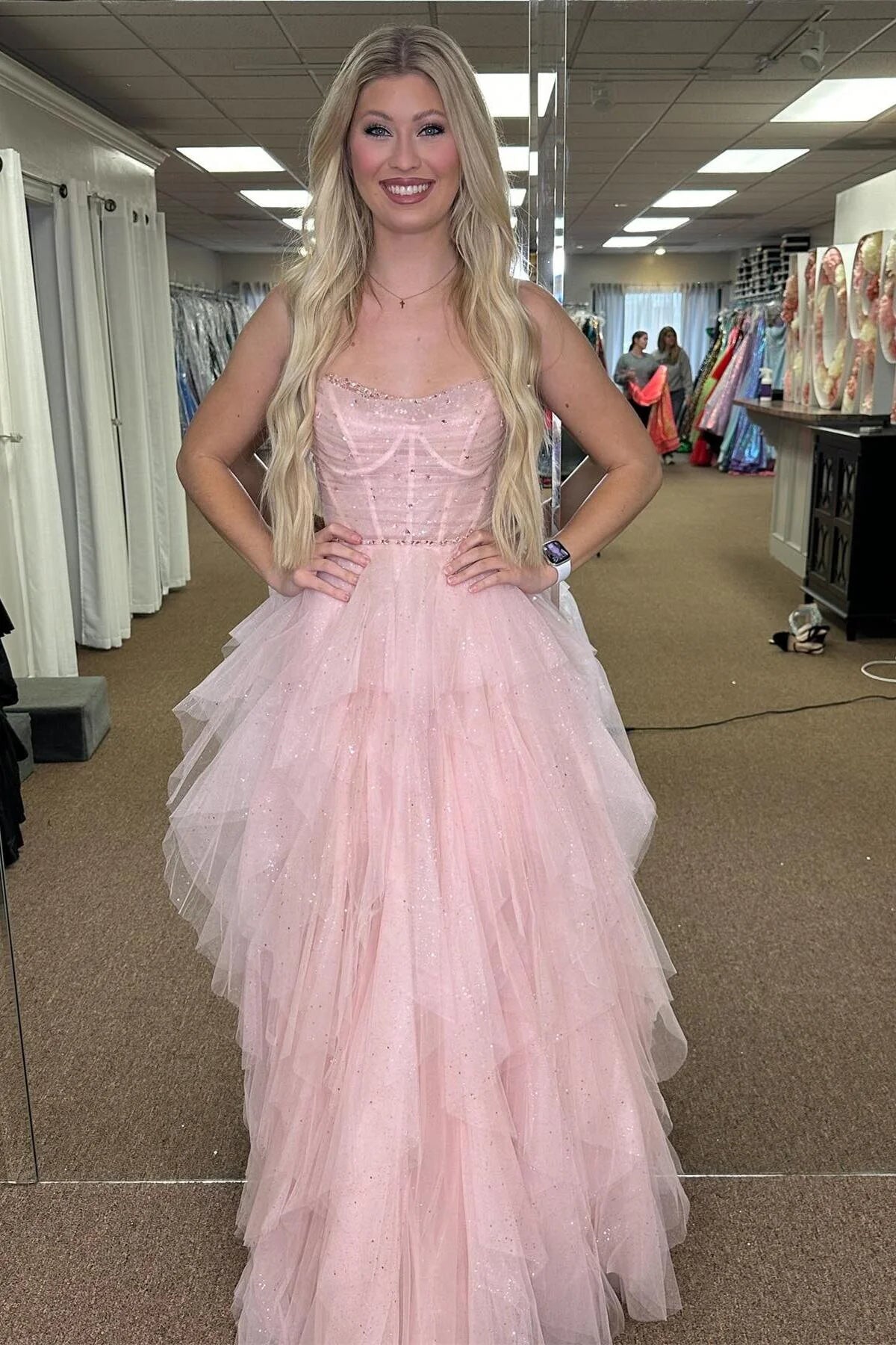 Major Savings midi dressmidi dressGlitter Tulle A-Line Strapless Empire Formal Prom Dress Major Savings midi dressmidi dressGlitter Tulle A-Line Strapless Empire Formal Prom Dress