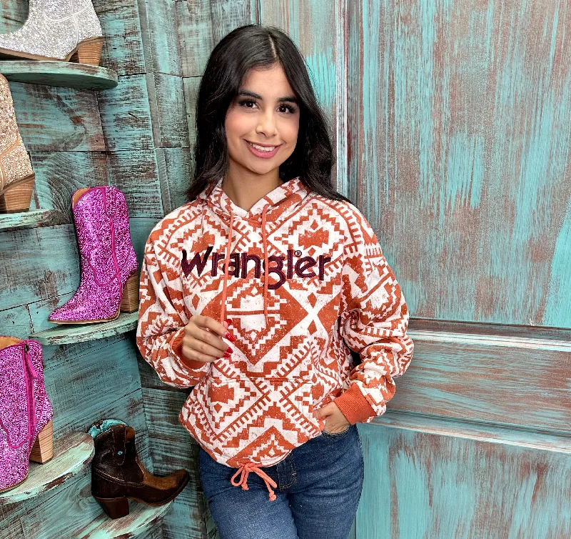 Quick Sale cold weather coatWOMEN'S WRANGLER BOLD LOGO CINCHED HOODIE IN GINGER SPICE