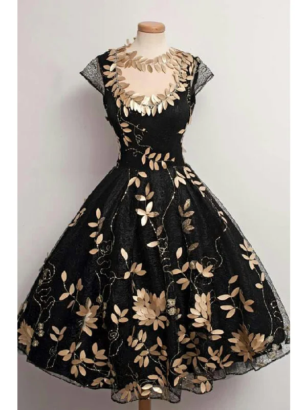 Crazy Savings Little Black Dress Vintage Homecoming Dress Short Prom Dress Party Dress JK338