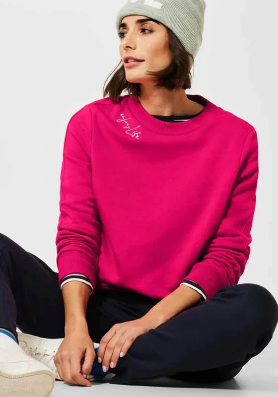Online Exclusive casual pullover hoodieCecil Enjoy Life Sweatshirt, Dynamic Pink