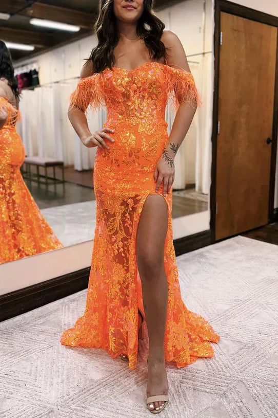 Big Savings spaghetti strap dressspaghetti strap dressOff-Shoulder Trumpet Empire Appliques With Train Prom Dress