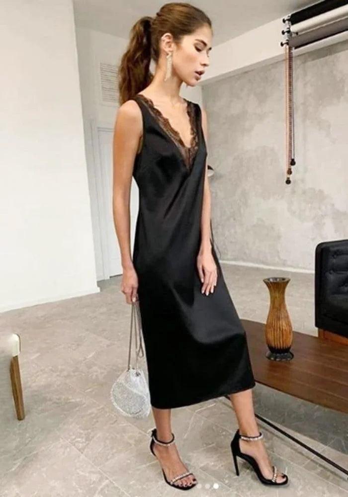 Flash Sale bohemian dressbohemian dressSatin Black Dress Midi