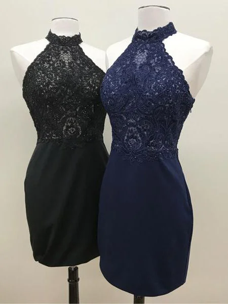 Buy Now Little Black Dress Sexy Homecoming Dress Halter Short Prom Dress Party Dress JK440