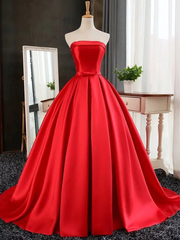 Exclusive Savings Cheap Red Prom Dress Ball Gown Sweep/Brush Train Strapless Prom Dress/Evening Dress JKS120
