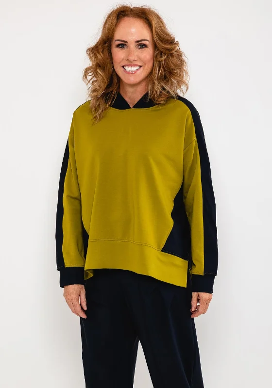 Exclusive Online Offer soft pullover hoodieNaya Colour Block Hoodie, Lime & Navy