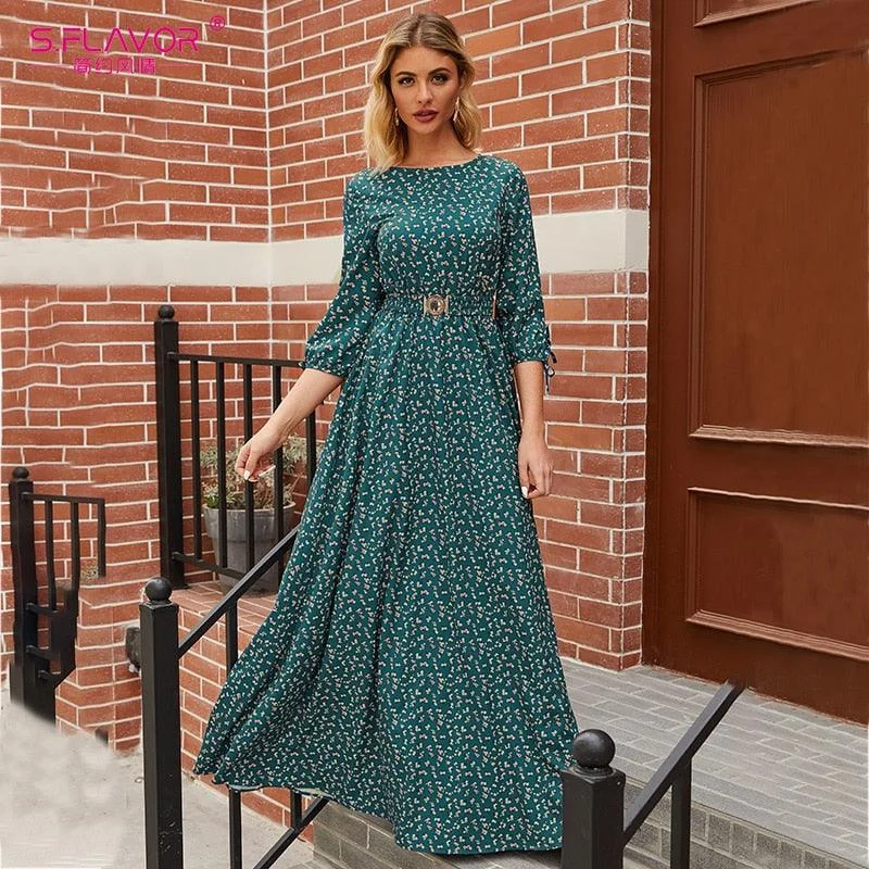 Sale Event chic slip dresschic slip dressWomen's Three-Quarter Sleeves Floral Lace Up Slim Green Dress Sale Event chic slip dresschic slip dressWomen's Three-Quarter Sleeves Floral Lace Up Slim Green Dress