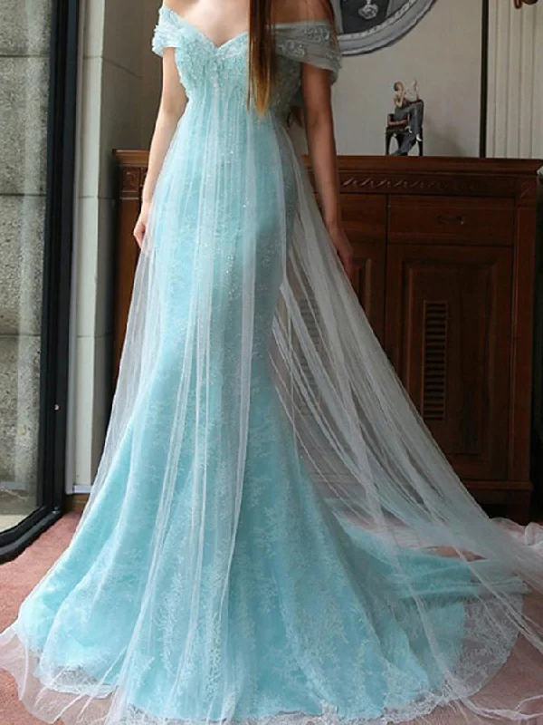 Extra Discounts Sexy Prom Dresses Trumpet/Mermaid Off-the-shoulder Prom Dress/Evening Dress JKL085