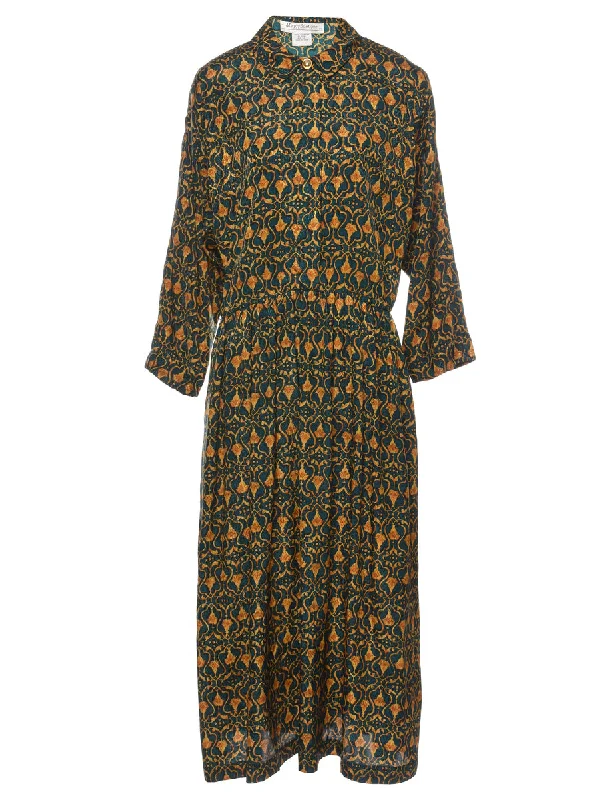 Blowout Deals stylish peacoatFloral Print Shirt Dress - L