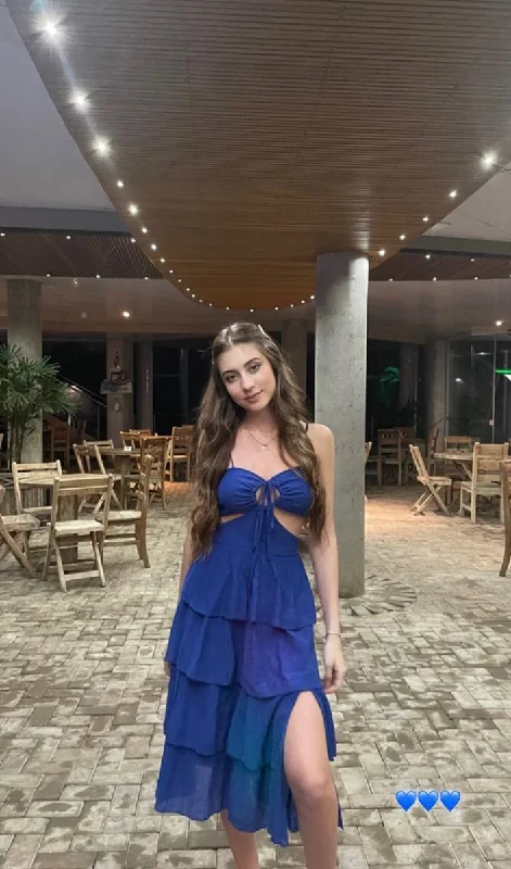 Blowout Deals winter dresswinter dressBlue Cut Out Tie Back Layered Hem,Short Prom Dress,Boho Dress Y4696 Blowout Deals winter dresswinter dressBlue Cut Out Tie Back Layered Hem,Short Prom Dress,Boho Dress Y4696