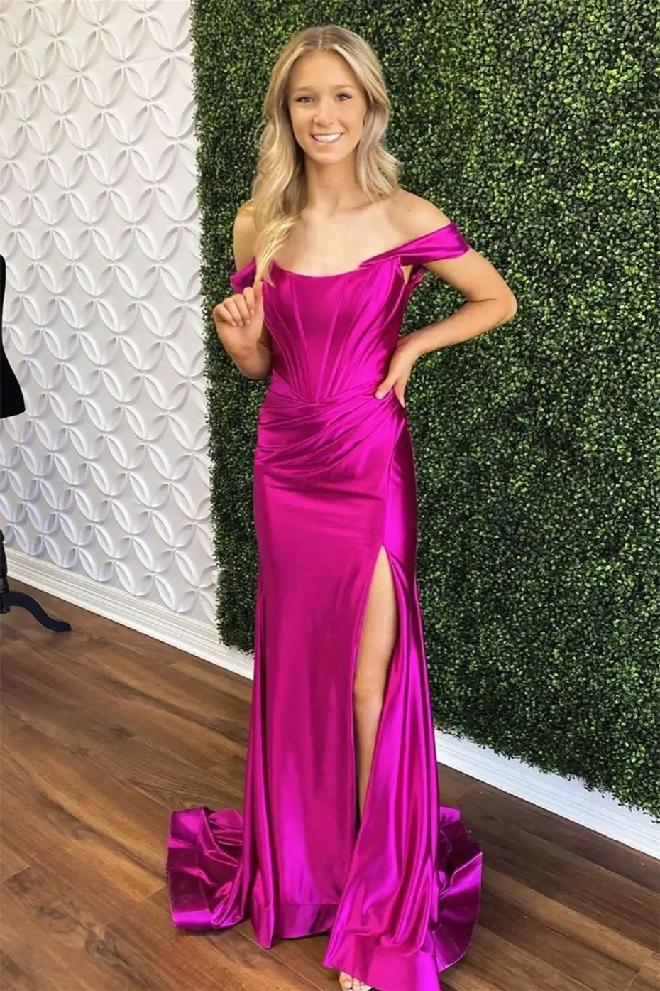 Great Bargains denim dressdenim dressSatin Off-Shoulder Empire Mermaid Prom Dress