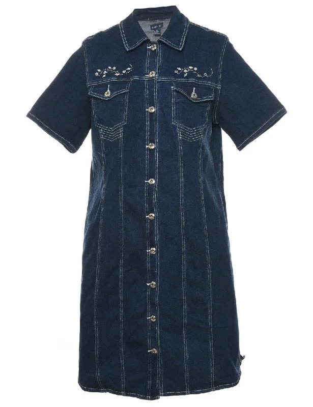 Get It Before It’s Gone stylish raincoatStudded Dark Wash Denim Dress - L