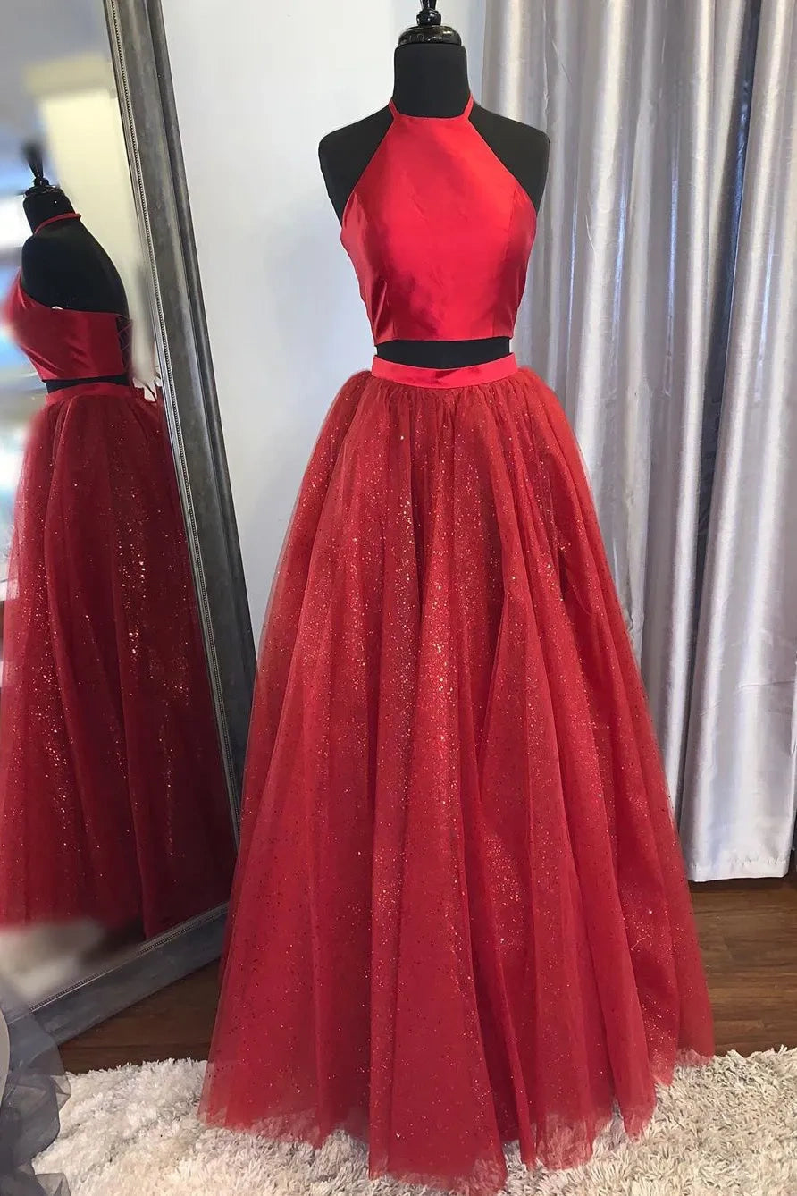Season Finale Sale A-line dressA-line dressHalter Sleeveless Two Piece A-Line Prom Dress Season Finale Sale A-line dressA-line dressHalter Sleeveless Two Piece A-Line Prom Dress