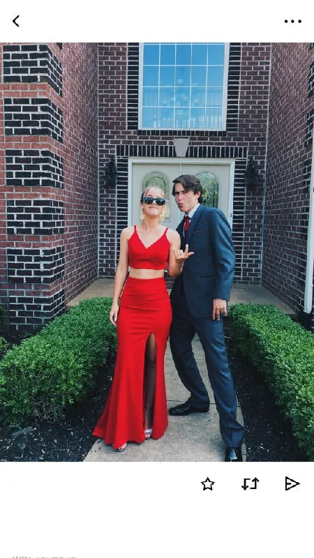 Year-End Sale knit dressknit dressElegant Two Piece Red Prom Dress,Sexy Evening Dress Y1097 Year-End Sale knit dressknit dressElegant Two Piece Red Prom Dress,Sexy Evening Dress Y1097