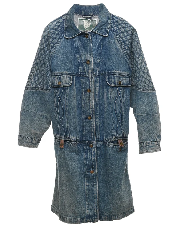 Limited Stock long coatExtra Long Faded Dark Wash 1990s Denim Jacket - L