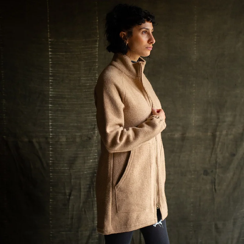 One-DAY Sale tailored blazer coatWomens Boiled Merino Wool Coat - Caramel