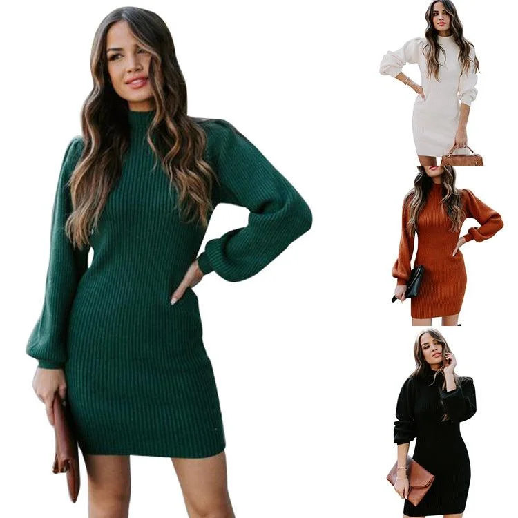 Online Only comfy dresscomfy dressThickened and tight knit wool dress