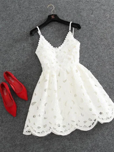 Special Savings Homecoming Dress Chic Ivory Spaghetti Straps Short Prom Dress Party Dress JK178