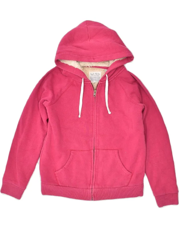 Crazy Savings graphic hoodie with printJACK WILLS Womens Sherpa Graphic Zip Hoodie Sweater UK 10 Small Pink