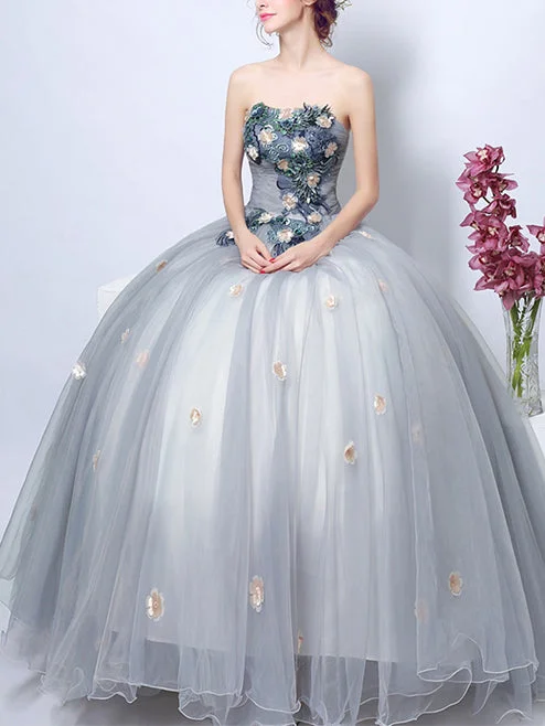 Blowout Deals Chic Prom Dresses Strapless Floor-length Appliques Chic Prom Dress/Evening Dress JKL299