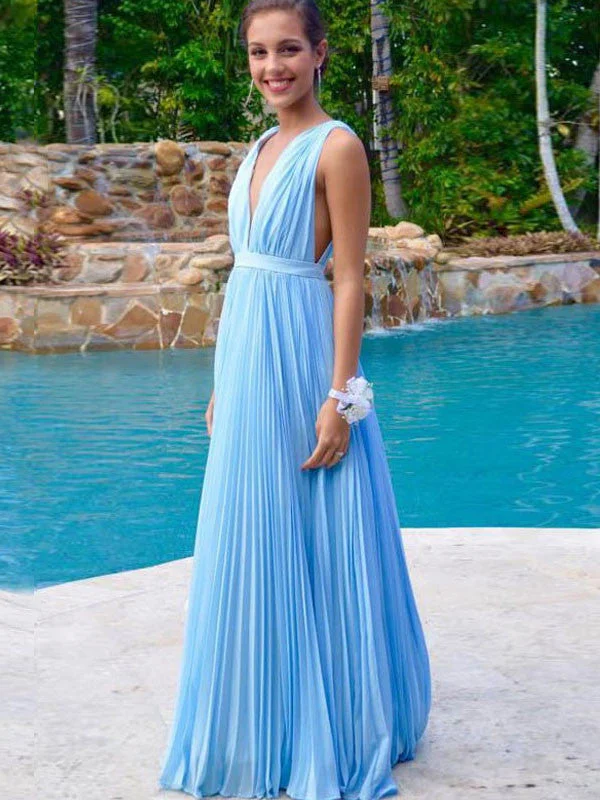 Year-End Clearance Chiffon prom dresses A-line Straps Floor-length Chiffon Prom Dress/Evening Dress #MK077