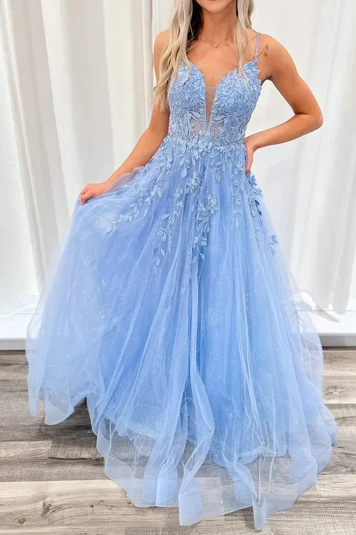 Super Sale ashionable dressashionable dressV-Neck Spaghetti Straps Lace Appliques Tulle A-Line Prom Dress Super Sale ashionable dressashionable dressV-Neck Spaghetti Straps Lace Appliques Tulle A-Line Prom Dress