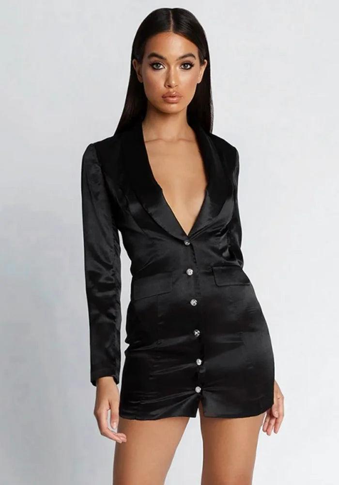 Huge Discounts relaxed fit dressrelaxed fit dressSatin Black Blazer Dress