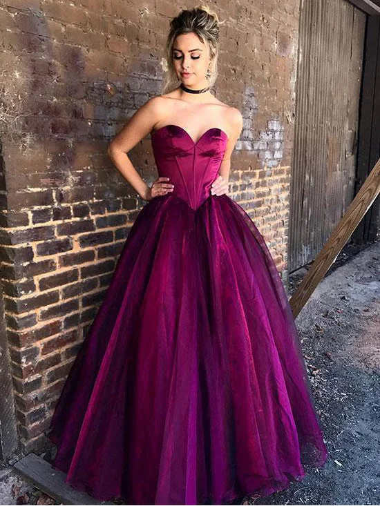 Quick Sale Fuchsia Prom Dresses A-line Floor-length Sweetheart Sexy Prom Dress/Evening Dress JKL311