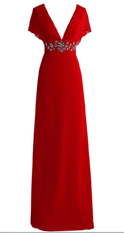 Closeout boho-chic dressboho-chic dressSexy deep v-neck red evening dress, dress chiffon crystal back formal evening dress gown Y1005 Closeout boho-chic dressboho-chic dressSexy deep v-neck red evening dress, dress chiffon crystal back formal evening dress gown Y1005