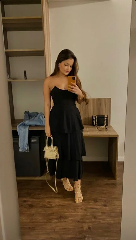 Price Cut trendy dresstrendy dressElegant Black Strapless Evening Dress,Black Party Dress Y1335