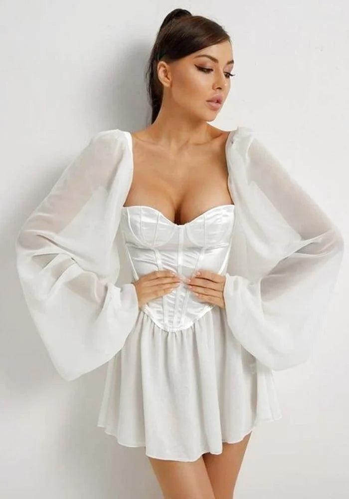 Big Savings playful dressplayful dressWhite Satin Corset Dress