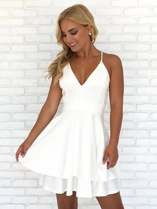 Year-End Clearance Simple Homecoming Dresses Cheap Lace A Line Short Prom Dress Fashion Party Dress JK825