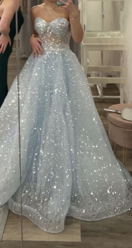 Low Prices trendy wrap dresstrendy wrap dressGlitter Sweetheart Long Prom Dress,Sexy A-line Evening Dress Y1391