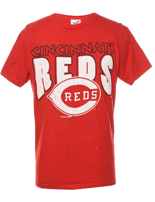 Closeout Sale street style coatCincinnati REDS RED & White Printed T-shirt - L